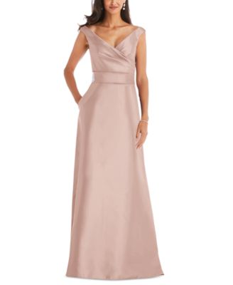Alfred Sung Off-The-Shoulder Satin Gown ...